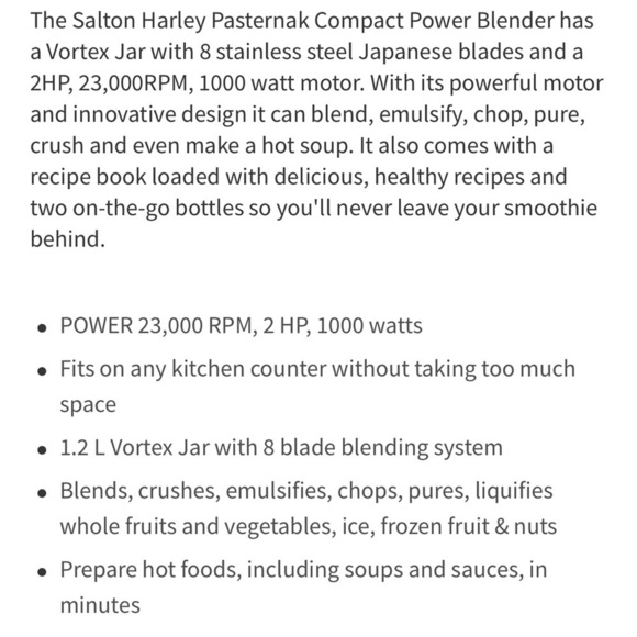 SALTON Harley Pasternak Power Blender Professional Grade - Picture 11 of 17